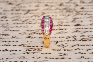 French Art Deco Diamond and Ruby Ring-Ravensbury Antiques