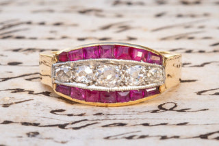 French Art Deco Diamond and Ruby Ring-Ravensbury Antiques