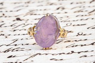 French 19th Century Amethyst Cameo Ring-Ravensbury Antiques