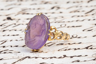 French 19th Century Amethyst Cameo Ring-Ravensbury Antiques