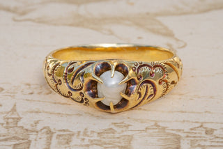Victorian Baroque Pearl Solitaire Ring-Ravensbury Antiques