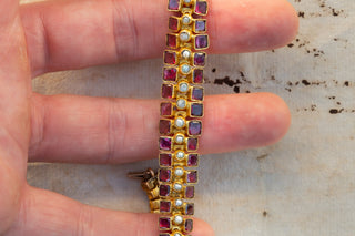 19th Century Garnet and Pearl Bracelet-Ravensbury Antiques