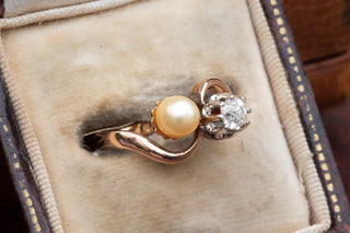 Belle Époque Diamond & Pearl Toi et Moi Ring-Ravensbury Antiques