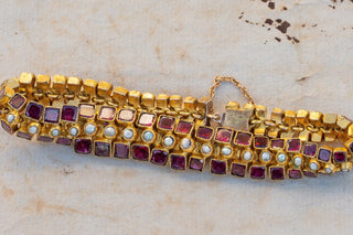 19th Century Garnet and Pearl Bracelet-Ravensbury Antiques