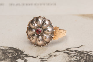 18th Century Italian Garnet & Topaz Cluster Ring-Ravensbury Antiques