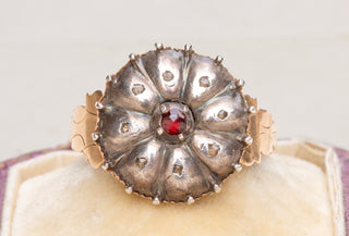 18th Century Italian Garnet & Topaz Cluster Ring-Ravensbury Antiques