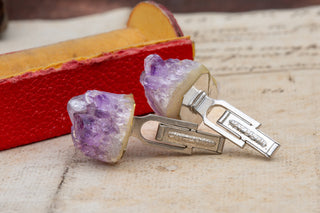 Vintage Rough Amethyst Cufflinks-Ravensbury Antiques