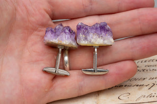 Vintage Rough Amethyst Cufflinks-Ravensbury Antiques