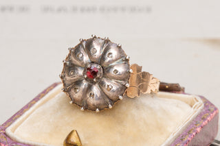 18th Century Italian Garnet & Topaz Cluster Ring-Ravensbury Antiques