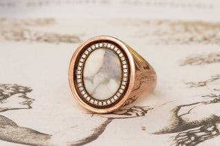 Vintage Rose Gold Swivel Signet Ring-Ravensbury Antiques