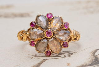 French Georgian Floral Cluster Pansy Ring-Ravensbury Antiques