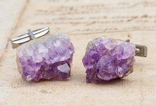 Vintage Rough Amethyst Cufflinks-Ravensbury Antiques