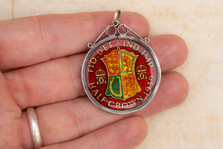 Antique Silver Enamelled Coin Pendant-Ravensbury Antiques