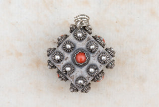 Vintage Silver and Coral Tunisian Dice Charm-Ravensbury Antiques