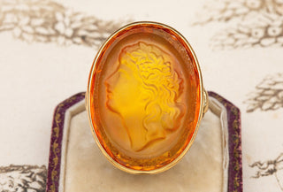 French Vintage 1960’s Glass Cameo Ring-Ravensbury Antiques