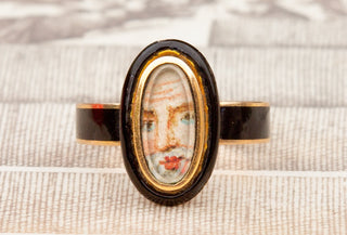 Victorian Portrait Miniature Locket Ring-Ravensbury Antiques