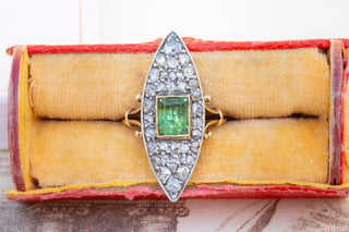 Victorian Peridot and Diamond Navette Cluster-Ravensbury Antiques