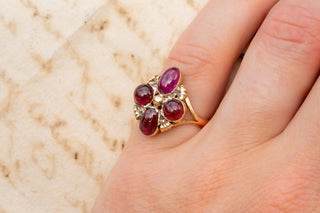 Victorian Garnet Cabochon Cruciform Ring-Ravensbury Antiques