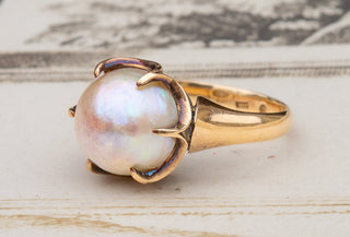 Antique Gold Mabé Pearl Solitaire Ring-Ravensbury Antiques