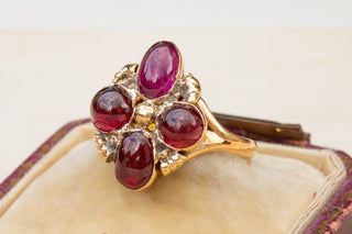 Victorian Garnet Cabochon Cruciform Ring-Ravensbury Antiques