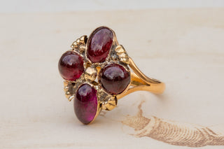 Victorian Garnet Cabochon Cruciform Ring-Ravensbury Antiques