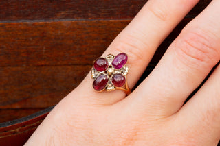 Victorian Garnet Cabochon Cruciform Ring-Ravensbury Antiques