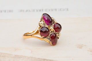 Victorian Garnet Cabochon Cruciform Ring-Ravensbury Antiques