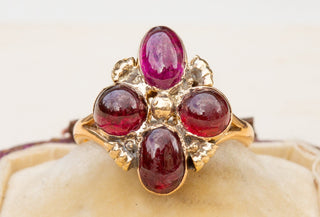 Victorian Garnet Cabochon Cruciform Ring-Ravensbury Antiques