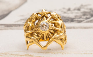 French Art Nouveau Figural Diamond Ring-Ravensbury Antiques