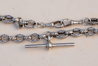 Vintage Silver Albert Necklace with T-Bar-Ravensbury Antiques